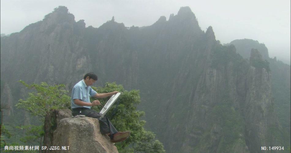 画家画山水画4 中国风视频 背景视频