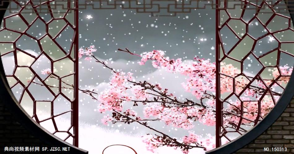 M1847中国风墙外雪中梅花 戏剧 戏台 脸谱 中国风视频 背景视频