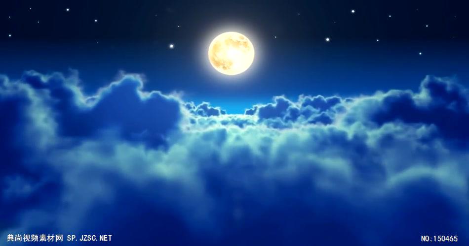 YM3281唯美天空云海明月星空(有音乐) 夜色 明月 荷花 中国风视频 背景视频