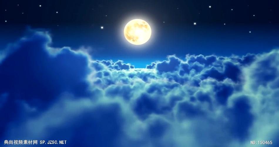 YM3281唯美天空云海明月星空(有音乐) 夜色 明月 荷花 中国风视频 背景视频