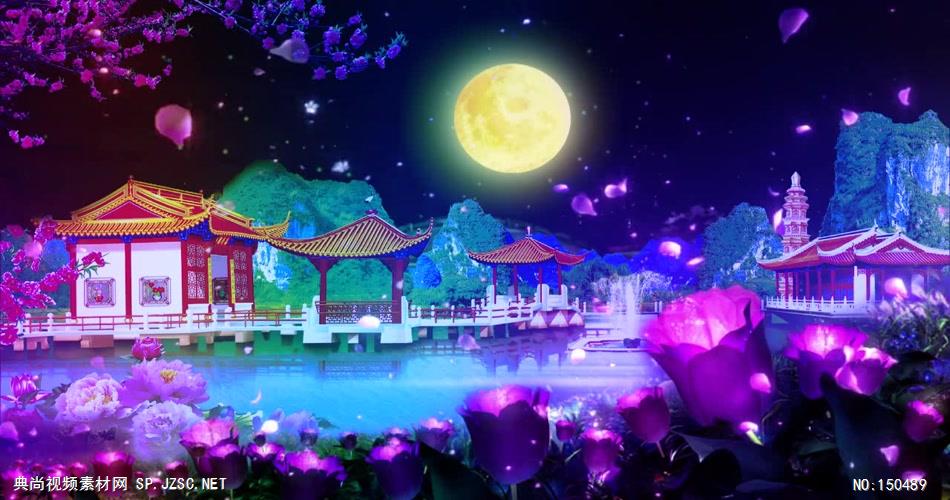 YM4648唯美月色 夜色 明月 荷花 中国风视频 背景视频