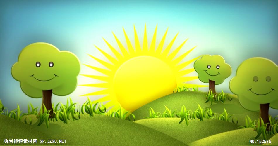 儿童 卡通 梦幻YM3681卡通太阳可爱树背景视频 视频动态背景 虚拟背景视频