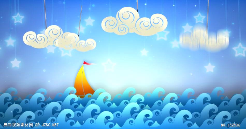 儿童 卡通 梦幻YM3680可爱大海帆船背景视频 视频动态背景 虚拟背景视频