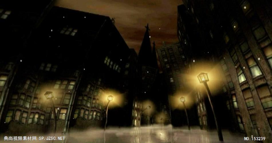 A309-城市路灯月亮(有音乐) 视频动态背景 虚拟背景视频
