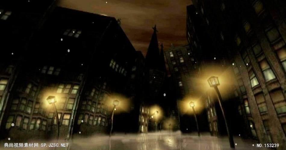 A309-城市路灯月亮(有音乐) 视频动态背景 虚拟背景视频