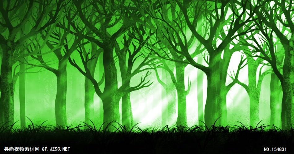 YM4681绿色童话森林 梦幻绿色森林 视频动态背景 虚拟背景视频