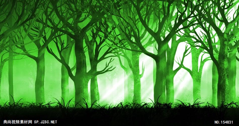 YM4681绿色童话森林 梦幻绿色森林 视频动态背景 虚拟背景视频