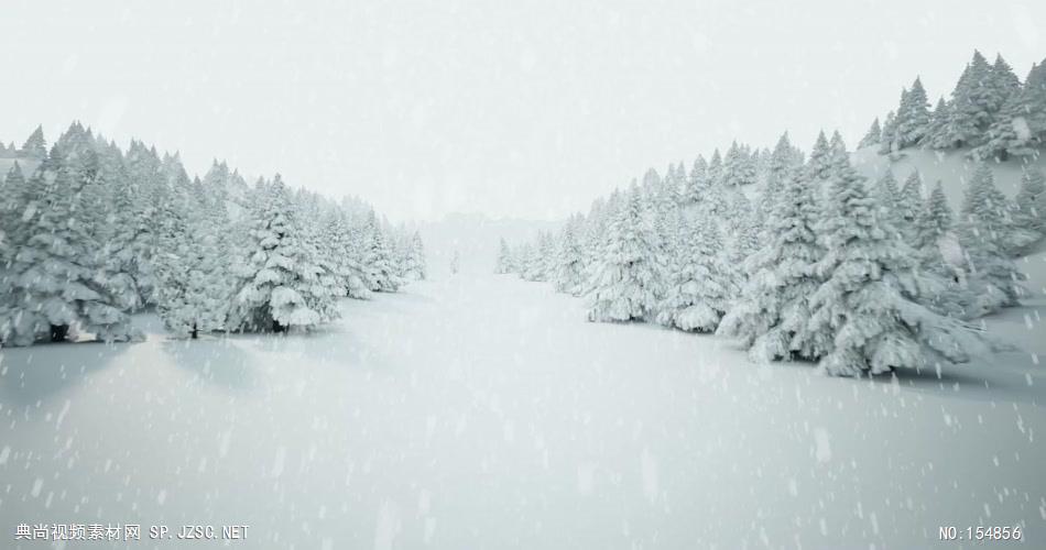 YM3945下雪的圣诞树森林_01 冰雪世界 视频动态背景 虚拟背景视频