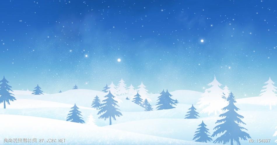YM1546冬季雪景下雪松树 冰雪世界 视频动态背景 虚拟背景视频