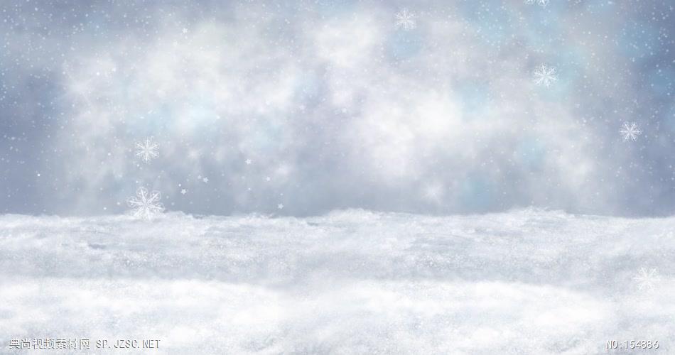 YM1549梦幻雪花飘落冬天雪地 冰雪世界 视频动态背景 虚拟背景视频