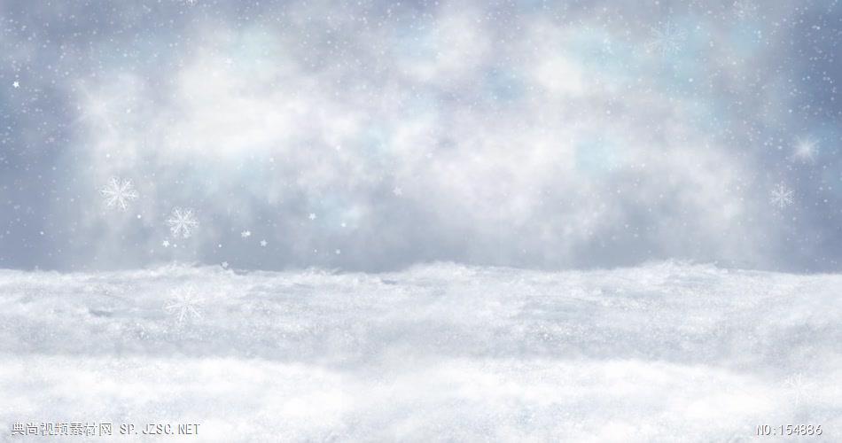 YM1549梦幻雪花飘落冬天雪地 冰雪世界 视频动态背景 虚拟背景视频