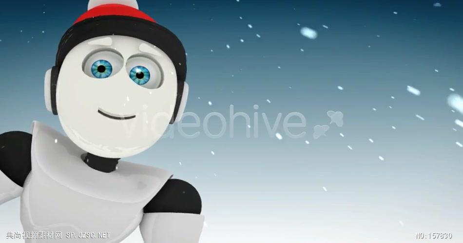 AE：冰雪机器人圣诞贺卡 AE模板资源站17 圣诞节ae模版
