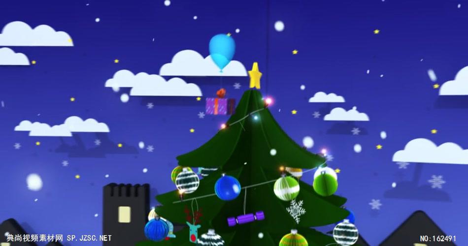 YM4843圣诞节动画(有音乐)节日庆典视频 庆祝视频节日视频