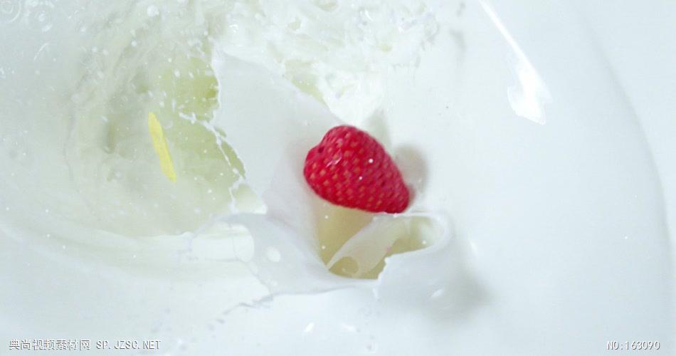 0942-水果落入牛奶中国实拍视频素材 视频下载中国实拍