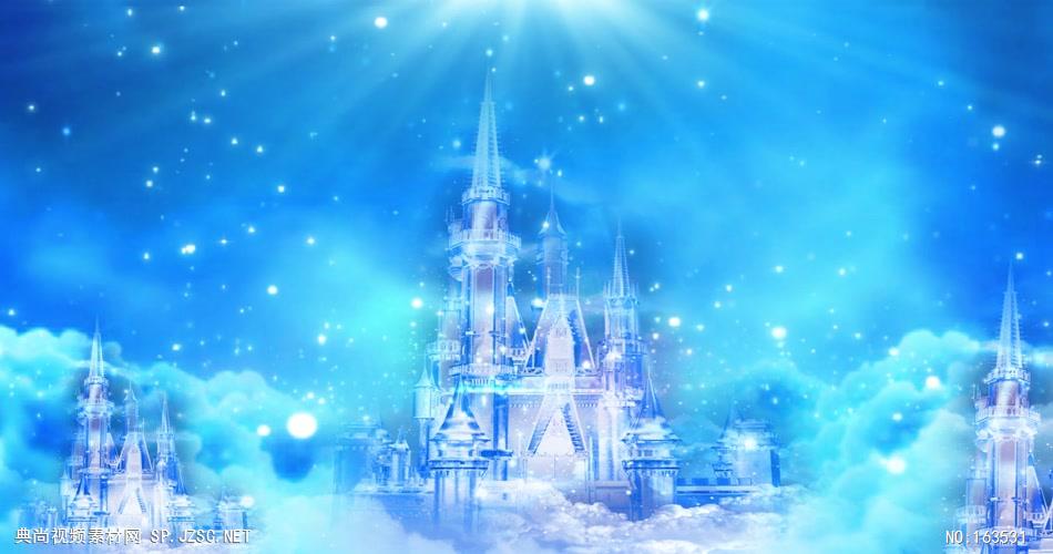 -冰雪世界款10蓝色梦幻城堡有音乐 led视频背景 视频素材动态背景