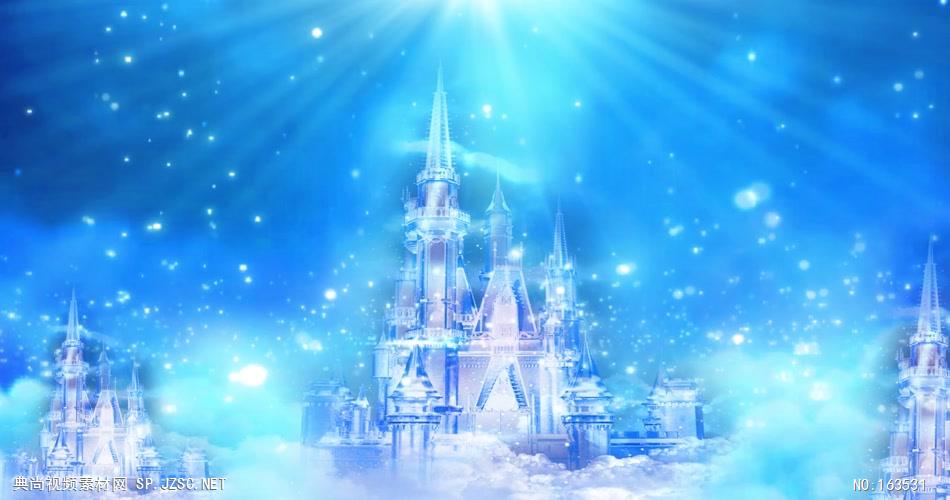 -冰雪世界款10蓝色梦幻城堡有音乐 led视频背景 视频素材动态背景