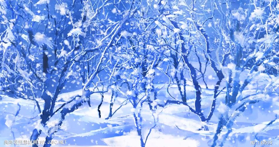 -冰雪世界款04雪花漫天的树林 led视频背景 视频素材动态背景
