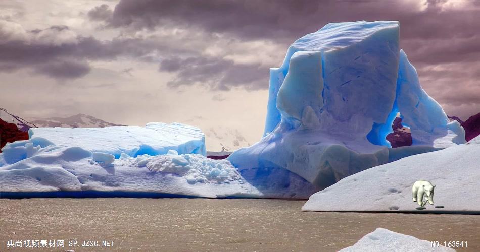 -冰雪世界款11北极冰山月亮有音乐 led视频背景 视频素材动态背景