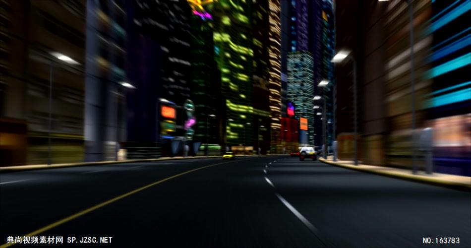 城市夜景空间Y0818城市夜晚汽车穿梭穿越高楼道路 led视频背景 视频素材动态背景