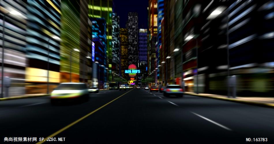 城市夜景空间Y0818城市夜晚汽车穿梭穿越高楼道路 led视频背景 视频素材动态背景