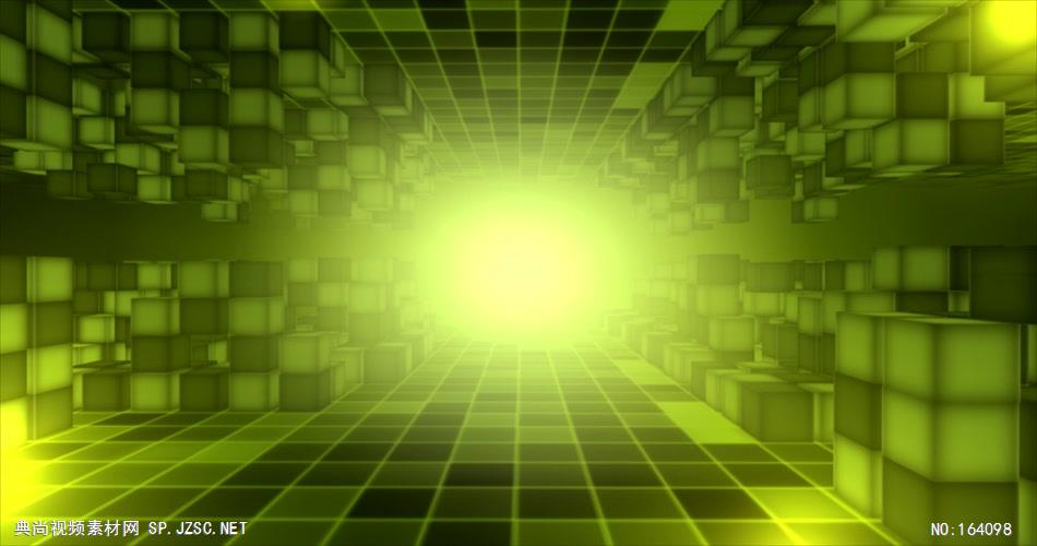 高清粒子特效背景素材0379绿色立方体矩阵空间 led视频背景 视频素材动态背景