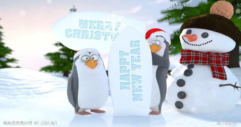 9900 圣诞企鹅标题展示 ae素材ae模版