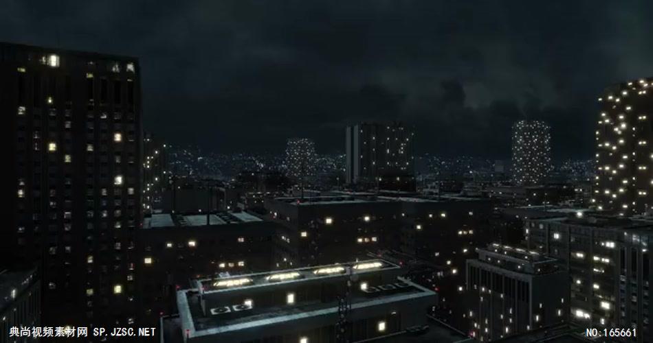 AE：鸟瞰城市夜景变换标志动画 ae模板 ae视频素材下载
