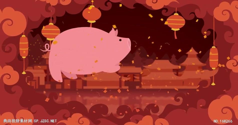 12605 2019猪年中国新年卡通片头 特效素材 AE模板资源站 片头ae素材