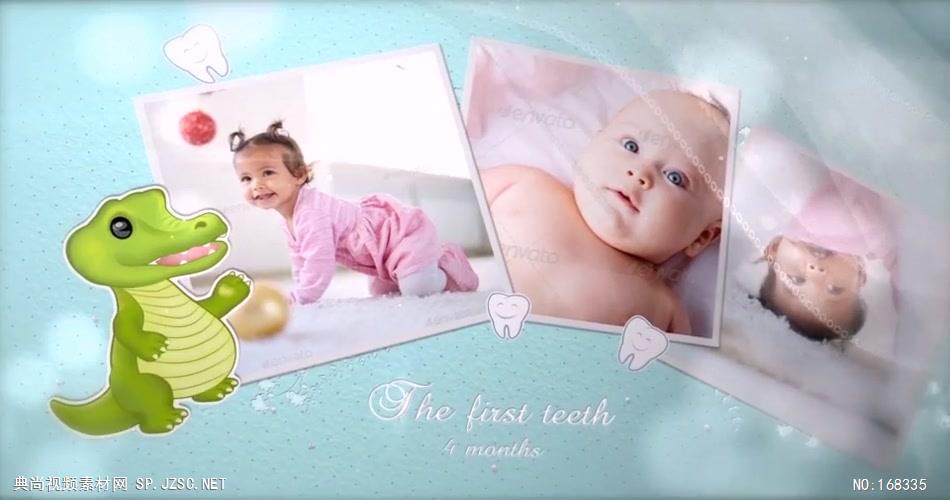 13171 儿童婴儿照片相册可爱片头 AE素材 ae源文件模版 片头ae素材