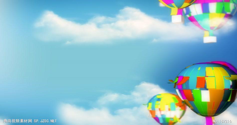 高清视频素材 蓝天白云下冉冉升起的彩色气球BalloonStripsSD