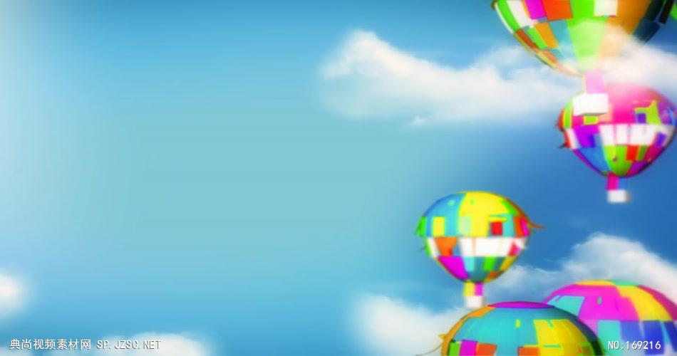 高清视频素材 蓝天白云下冉冉升起的彩色气球BalloonStripsSD