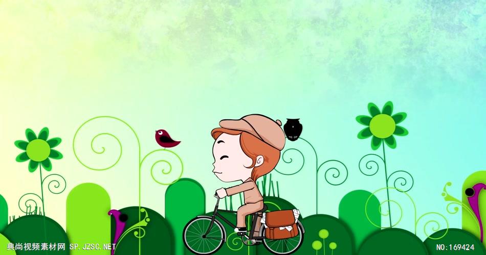 -儿童卡通梦幻款Y6387小孩骑单车上学校卡通儿童 led视频素材库