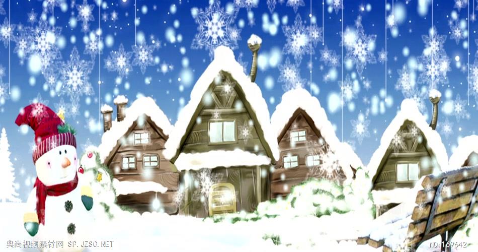 -圣诞节系列款Y3030圣诞下雪雪人有音乐 led视频素材库