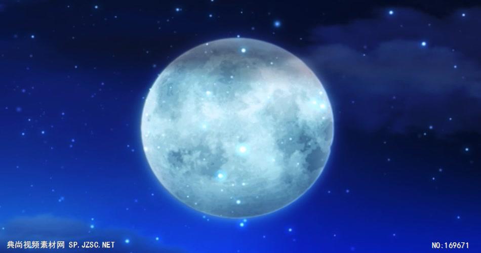 -夜色明月荷花款Y1104圆圆的月亮动态月亮舞台背景 led视频素材库