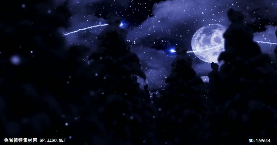 -圣诞节系列款Y3268蓝色背景圣诞树月亮有音乐 led视频素材库