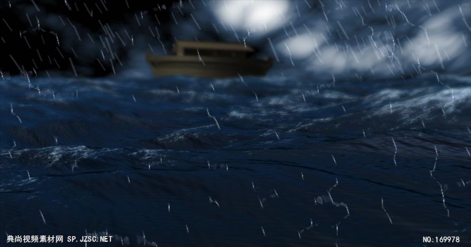 -帆船航海波浪款Y6831下雨天雷电交加海上航行小船海水汹涌荡漾 led视频素材库