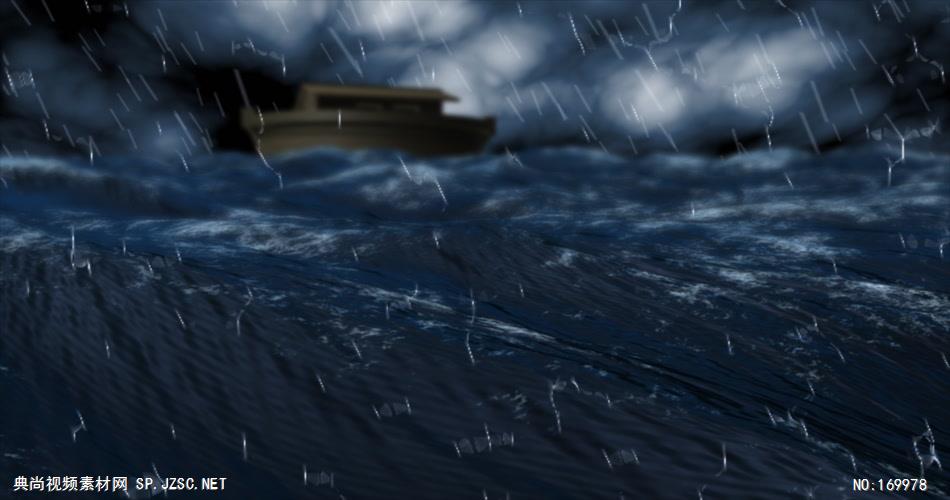 -帆船航海波浪款Y6831下雨天雷电交加海上航行小船海水汹涌荡漾 led视频素材库