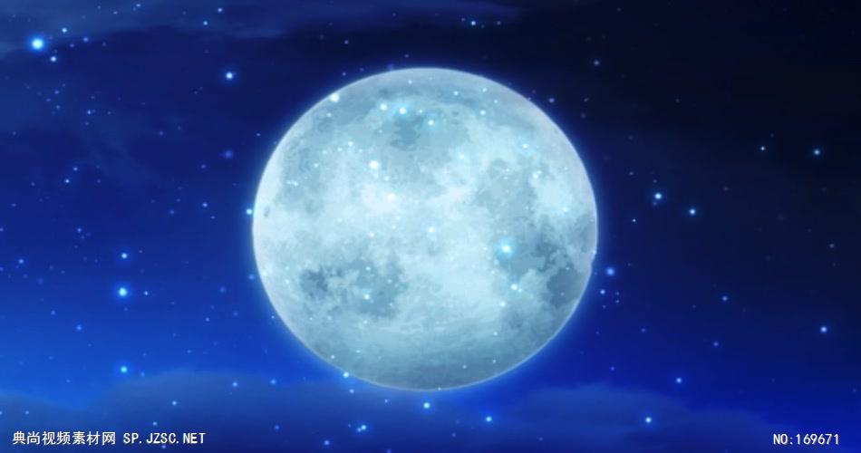 -夜色明月荷花款Y1104圆圆的月亮动态月亮舞台背景 led视频素材库