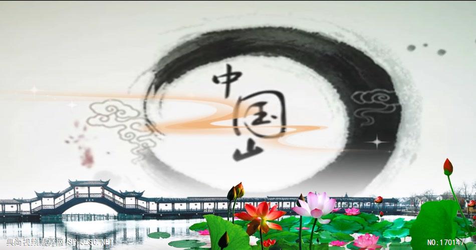 -水墨江南山水款Y2048中国水墨西湖胜景拱桥有音乐 led视频素材库
