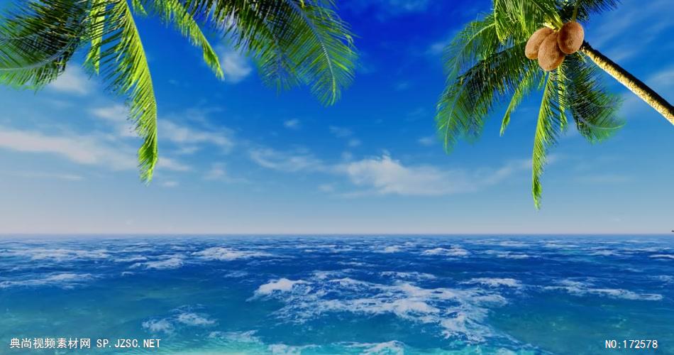 沙滩椰树 款A19119蓝色海洋椰树无音乐_batch led视频背景下载