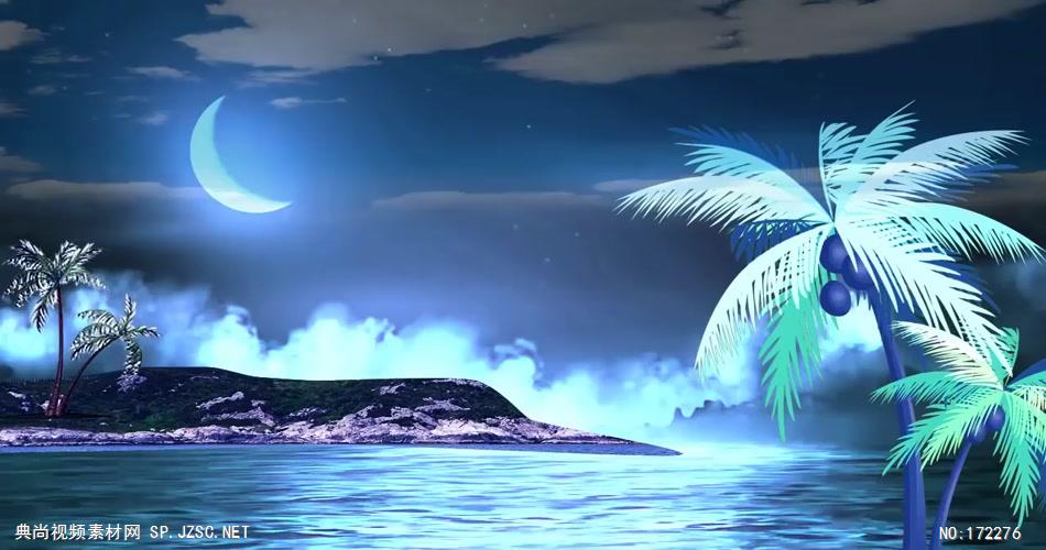 弯弯的月亮 款A2025月半弯海滩无音乐_batch led视频背景下载
