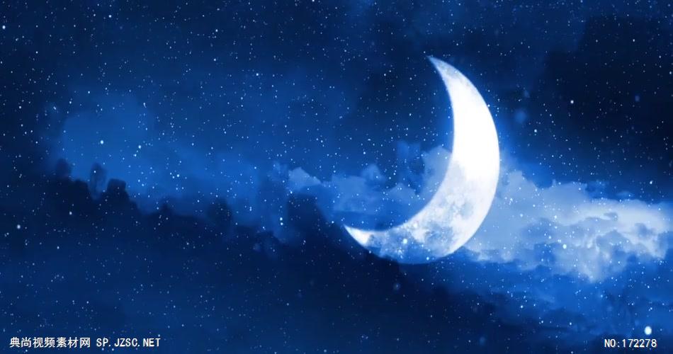 弯弯的月亮 款A2021夜空月半弯无音乐_batch led视频背景下载