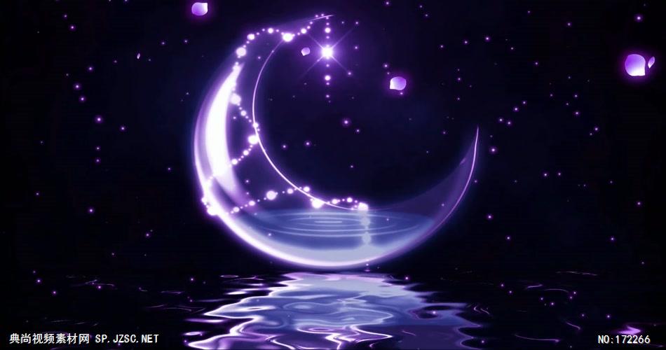 星星月亮 款a20007唯美紫色梦幻月亮花瓣无音乐_batch