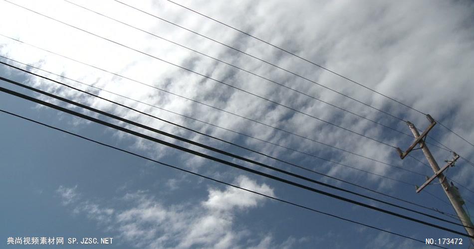 ++在电线杆上流动的云层素材 cloudspole5282013