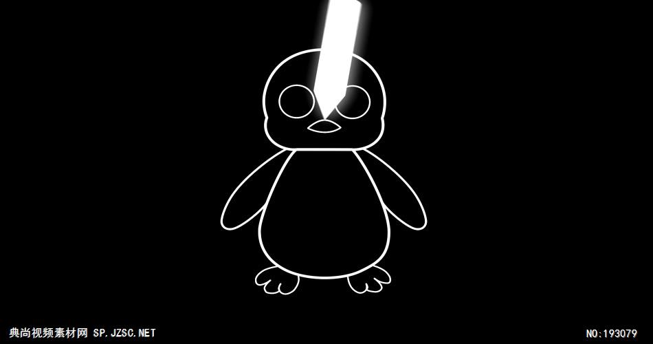 卡通动物绘画过程  PenguinAlpha 视频素材下载