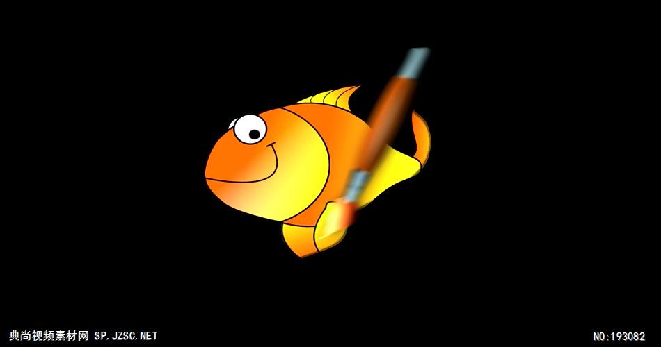 卡通动物绘画过程  Fish 视频素材下载