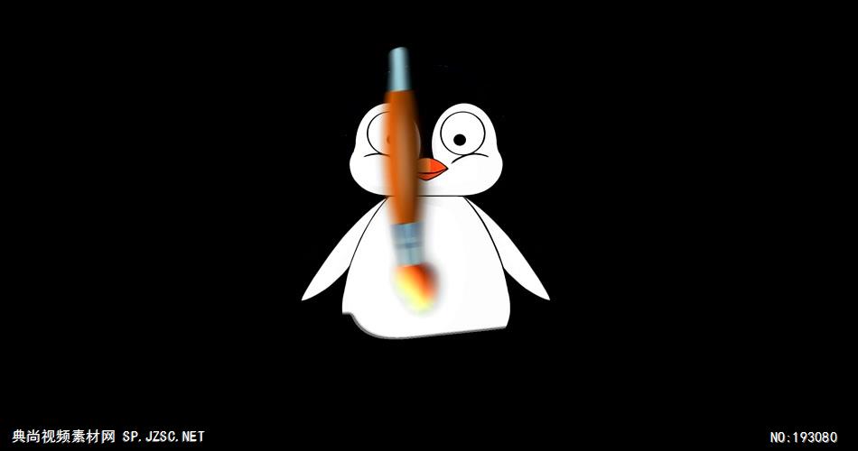 卡通动物绘画过程  Penguin 视频素材下载