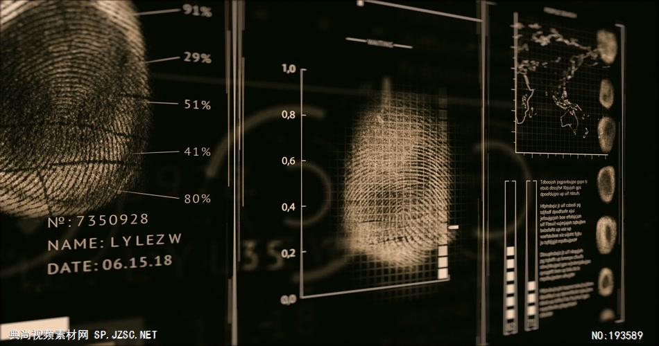 指纹扫描动画    FingerScan13Ddarkgold1 视频素材下载