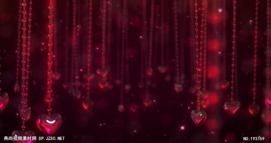 梦幻的红色爱心珠帘素材    ChainsofLove 视频素材下载