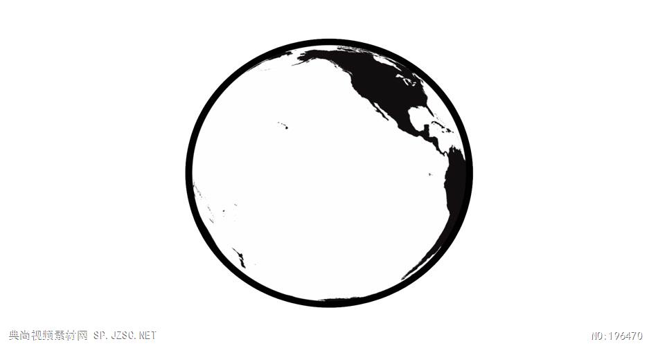 黑白地球旋转动画    minimalworldglobe 视频素材下载